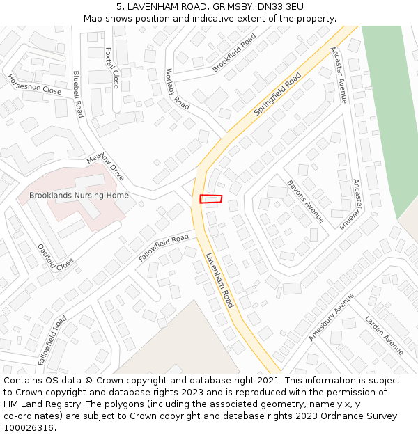 5, LAVENHAM ROAD, GRIMSBY, DN33 3EU: Location map and indicative extent of plot