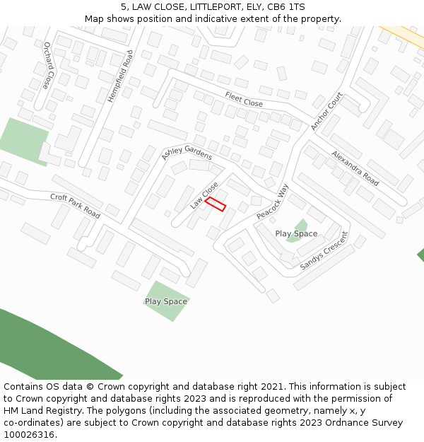 5, LAW CLOSE, LITTLEPORT, ELY, CB6 1TS: Location map and indicative extent of plot