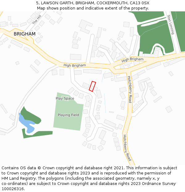 5, LAWSON GARTH, BRIGHAM, COCKERMOUTH, CA13 0SX: Location map and indicative extent of plot