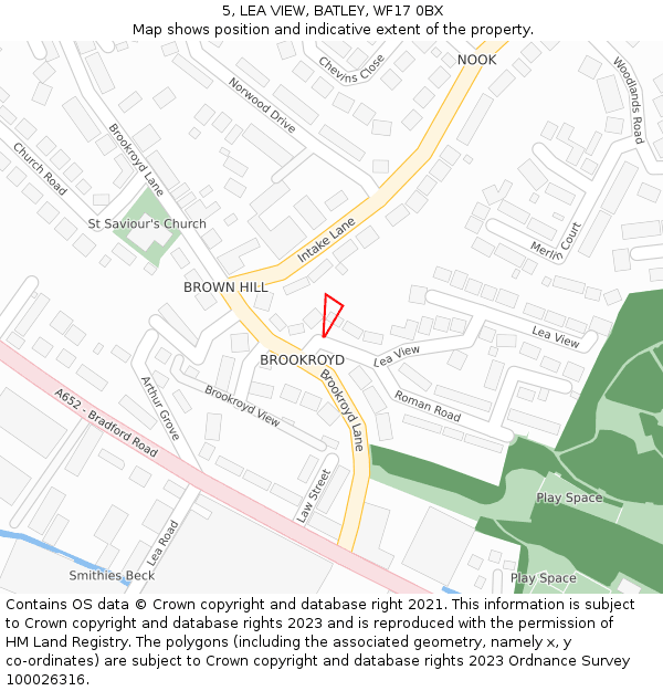 5, LEA VIEW, BATLEY, WF17 0BX: Location map and indicative extent of plot