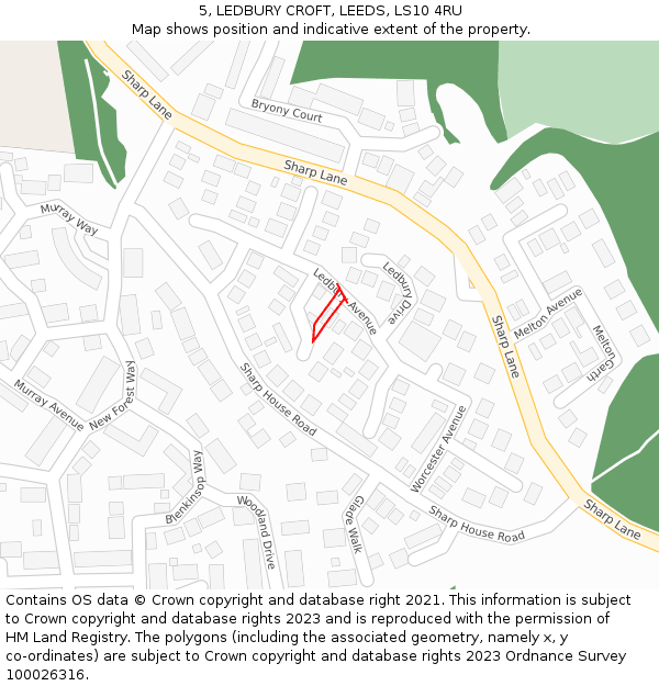 5, LEDBURY CROFT, LEEDS, LS10 4RU: Location map and indicative extent of plot