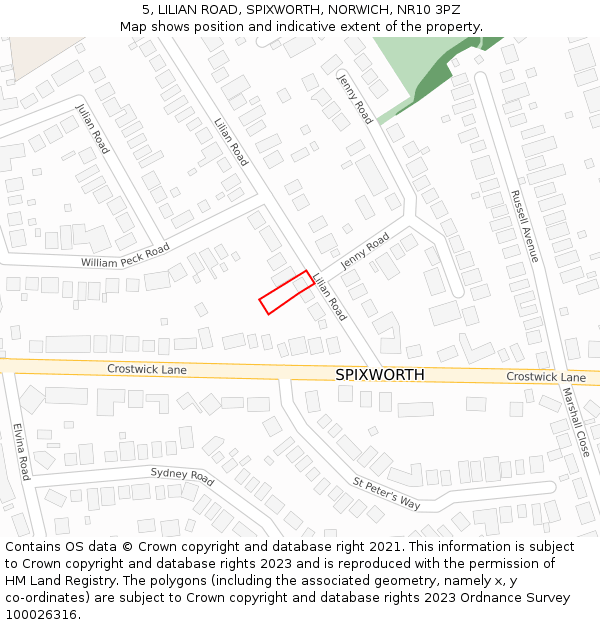 5, LILIAN ROAD, SPIXWORTH, NORWICH, NR10 3PZ: Location map and indicative extent of plot