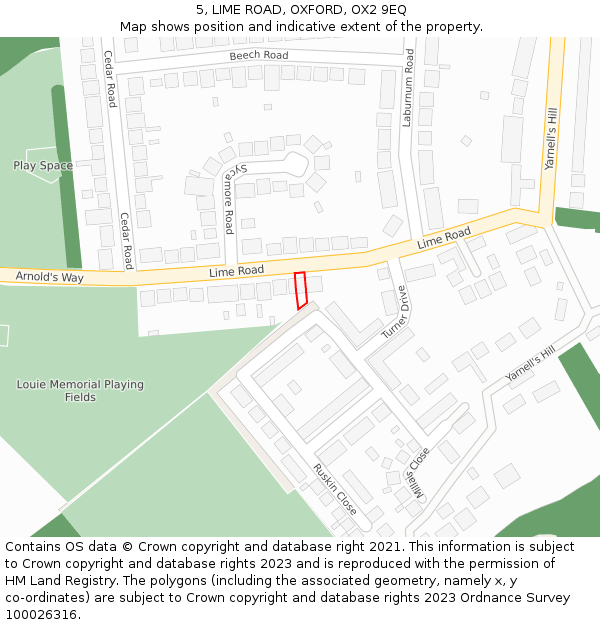 5, LIME ROAD, OXFORD, OX2 9EQ: Location map and indicative extent of plot