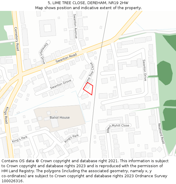 5, LIME TREE CLOSE, DEREHAM, NR19 2HW: Location map and indicative extent of plot