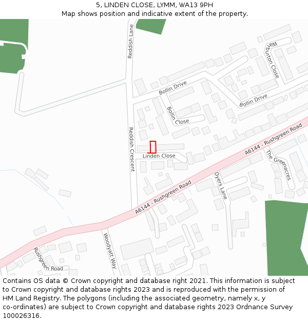 5, LINDEN CLOSE, LYMM, WA13 9PH: Location map and indicative extent of plot