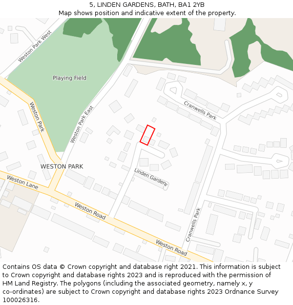 5, LINDEN GARDENS, BATH, BA1 2YB: Location map and indicative extent of plot