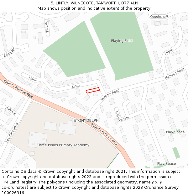 5, LINTLY, WILNECOTE, TAMWORTH, B77 4LN: Location map and indicative extent of plot