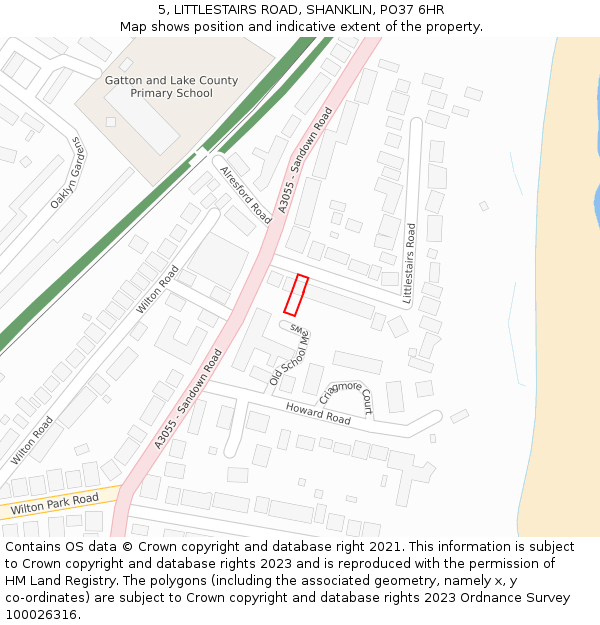 5, LITTLESTAIRS ROAD, SHANKLIN, PO37 6HR: Location map and indicative extent of plot