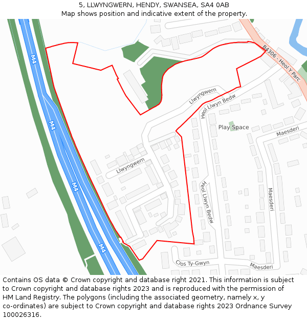 5, LLWYNGWERN, HENDY, SWANSEA, SA4 0AB: Location map and indicative extent of plot