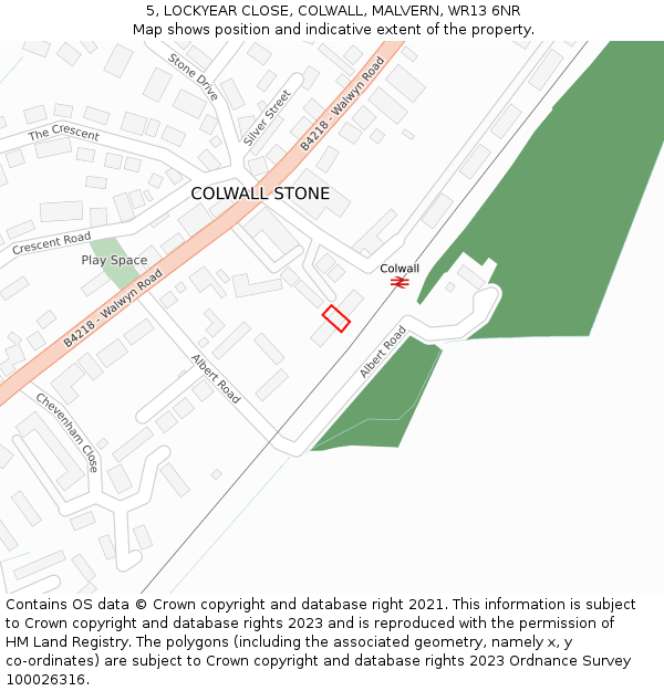 5, LOCKYEAR CLOSE, COLWALL, MALVERN, WR13 6NR: Location map and indicative extent of plot