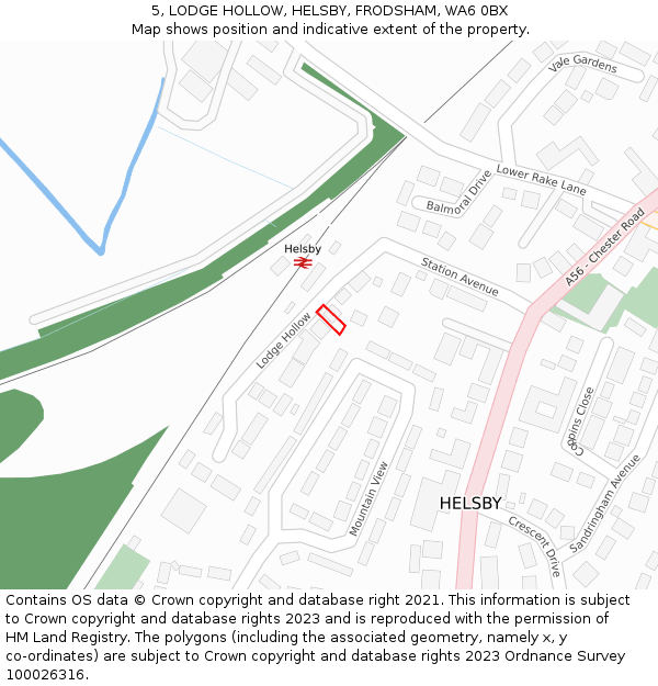 5, LODGE HOLLOW, HELSBY, FRODSHAM, WA6 0BX: Location map and indicative extent of plot