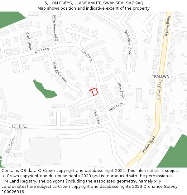 5, LON ENFYS, LLANSAMLET, SWANSEA, SA7 9XQ: Location map and indicative extent of plot