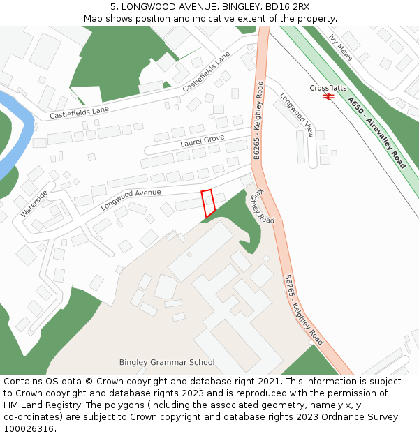 5, LONGWOOD AVENUE, BINGLEY, BD16 2RX: Location map and indicative extent of plot