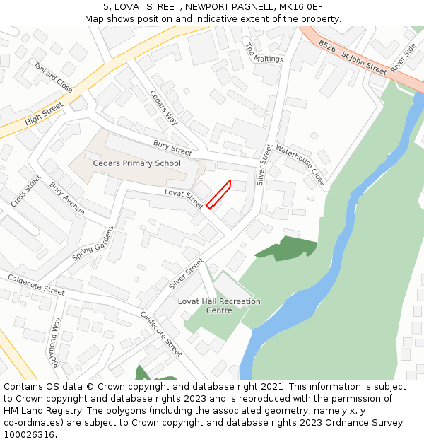 5, LOVAT STREET, NEWPORT PAGNELL, MK16 0EF: Location map and indicative extent of plot