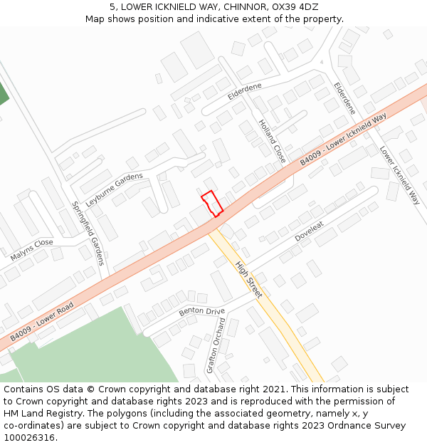 5, LOWER ICKNIELD WAY, CHINNOR, OX39 4DZ: Location map and indicative extent of plot