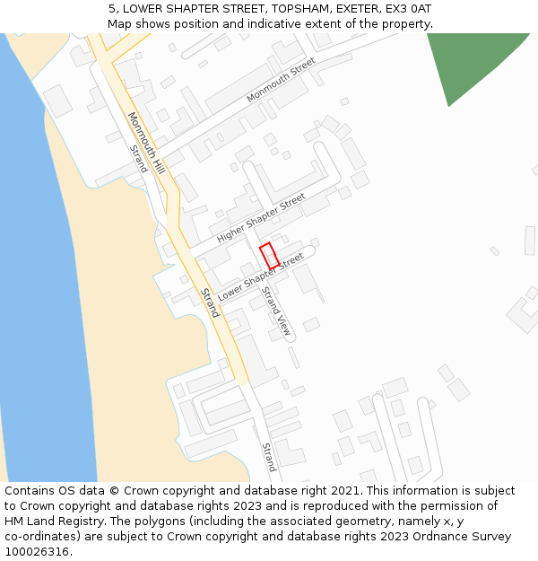 5, LOWER SHAPTER STREET, TOPSHAM, EXETER, EX3 0AT: Location map and indicative extent of plot