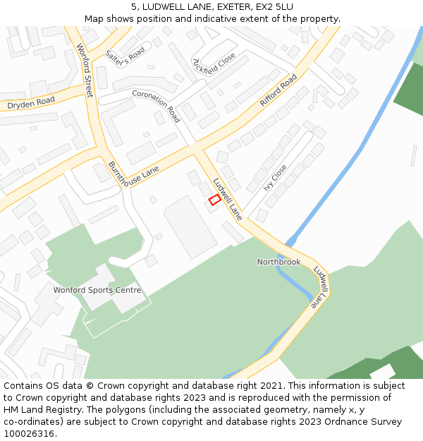 5, LUDWELL LANE, EXETER, EX2 5LU: Location map and indicative extent of plot