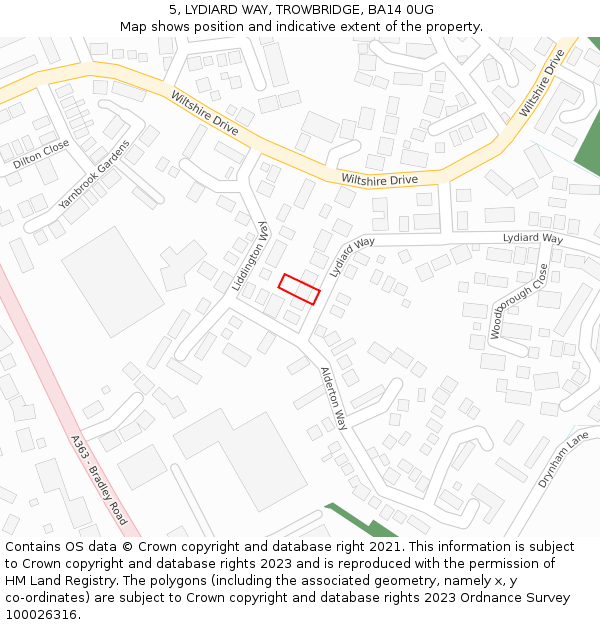 5, LYDIARD WAY, TROWBRIDGE, BA14 0UG: Location map and indicative extent of plot