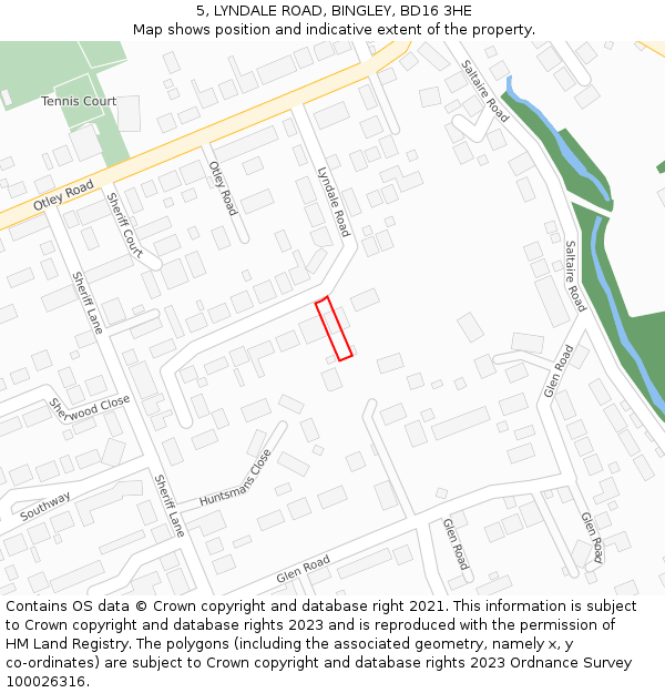 5, LYNDALE ROAD, BINGLEY, BD16 3HE: Location map and indicative extent of plot