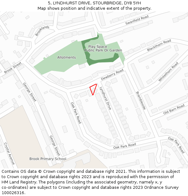 5, LYNDHURST DRIVE, STOURBRIDGE, DY8 5YH: Location map and indicative extent of plot