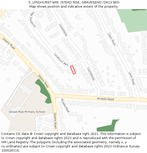 5, LYNDHURST WAY, ISTEAD RISE, GRAVESEND, DA13 9EN: Location map and indicative extent of plot