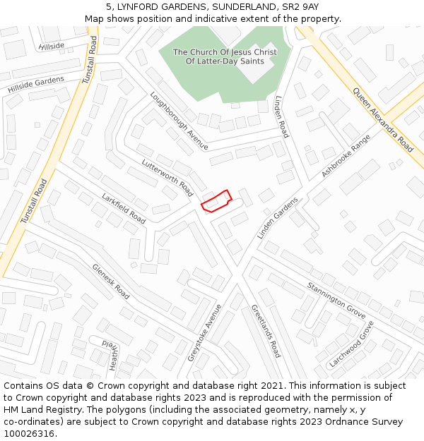 5, LYNFORD GARDENS, SUNDERLAND, SR2 9AY: Location map and indicative extent of plot