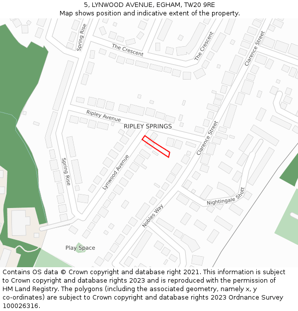 5, LYNWOOD AVENUE, EGHAM, TW20 9RE: Location map and indicative extent of plot