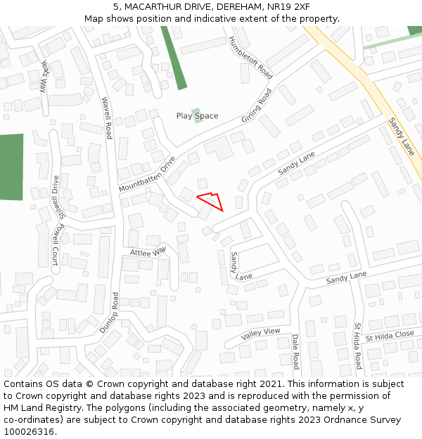 5, MACARTHUR DRIVE, DEREHAM, NR19 2XF: Location map and indicative extent of plot
