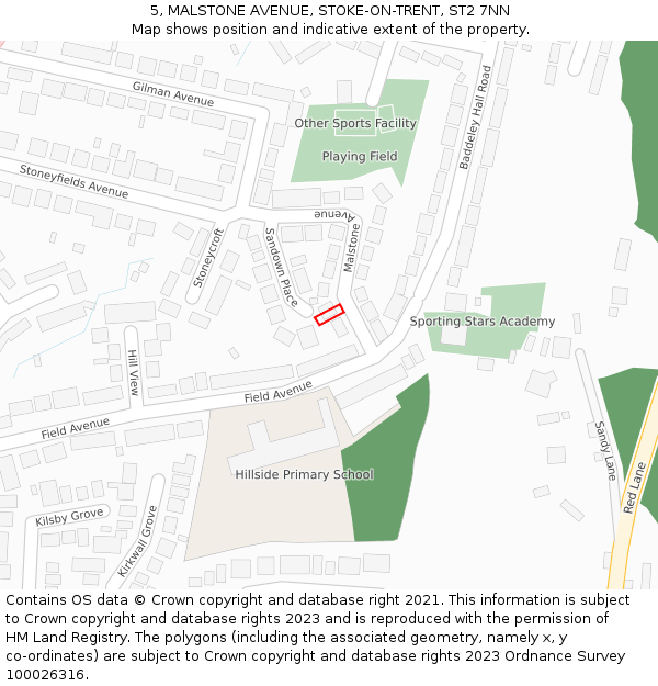 5, MALSTONE AVENUE, STOKE-ON-TRENT, ST2 7NN: Location map and indicative extent of plot