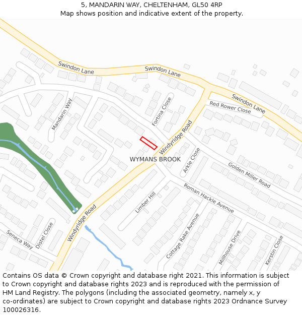 5, MANDARIN WAY, CHELTENHAM, GL50 4RP: Location map and indicative extent of plot