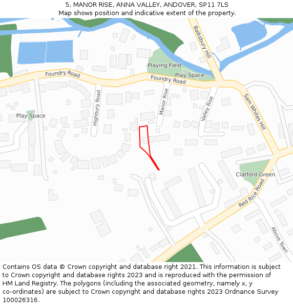 5, MANOR RISE, ANNA VALLEY, ANDOVER, SP11 7LS: Location map and indicative extent of plot