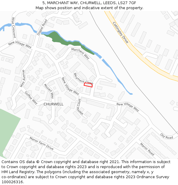 5, MARCHANT WAY, CHURWELL, LEEDS, LS27 7GF: Location map and indicative extent of plot