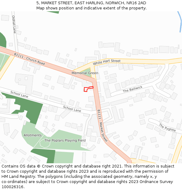 5, MARKET STREET, EAST HARLING, NORWICH, NR16 2AD: Location map and indicative extent of plot