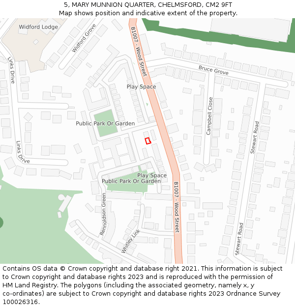 5, MARY MUNNION QUARTER, CHELMSFORD, CM2 9FT: Location map and indicative extent of plot