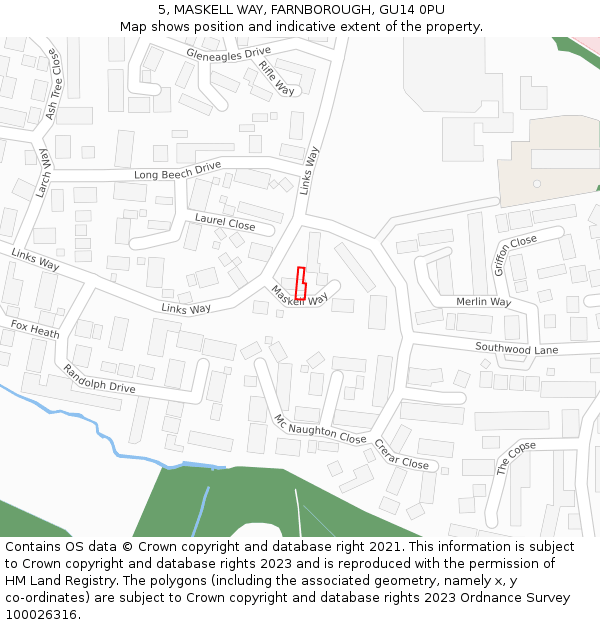 5, MASKELL WAY, FARNBOROUGH, GU14 0PU: Location map and indicative extent of plot