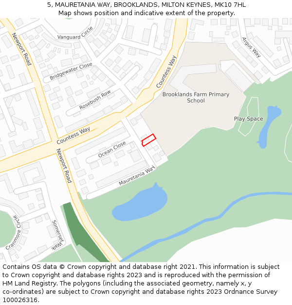 5, MAURETANIA WAY, BROOKLANDS, MILTON KEYNES, MK10 7HL: Location map and indicative extent of plot