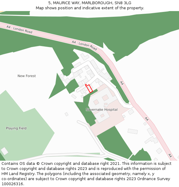 5, MAURICE WAY, MARLBOROUGH, SN8 3LG: Location map and indicative extent of plot