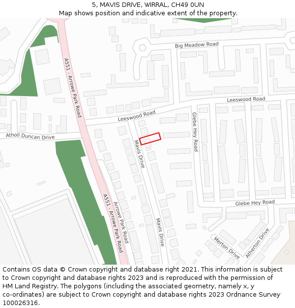 5, MAVIS DRIVE, WIRRAL, CH49 0UN: Location map and indicative extent of plot