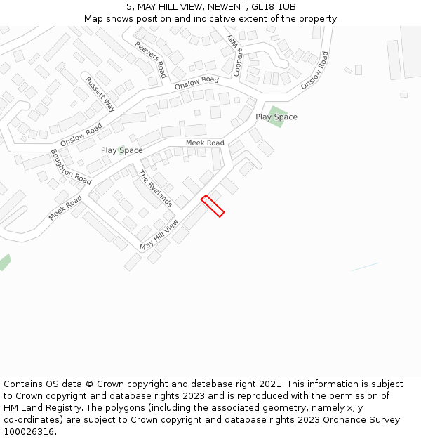 5, MAY HILL VIEW, NEWENT, GL18 1UB: Location map and indicative extent of plot