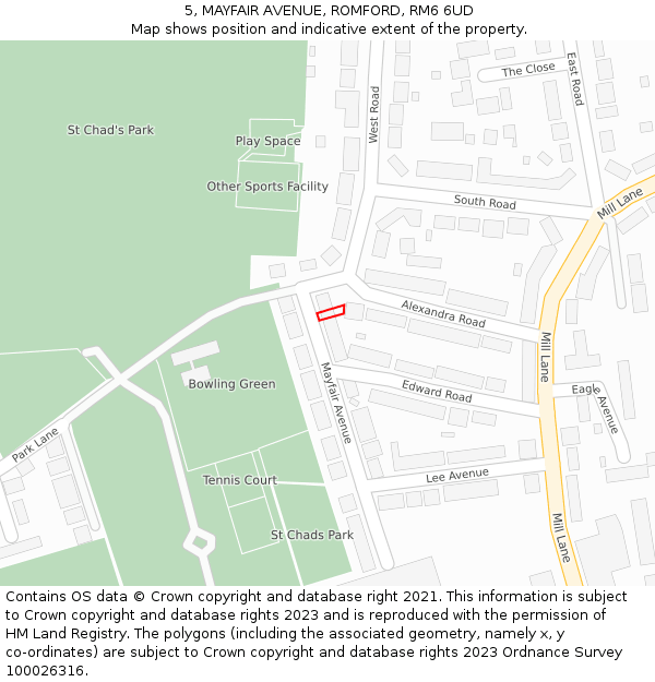 5, MAYFAIR AVENUE, ROMFORD, RM6 6UD: Location map and indicative extent of plot