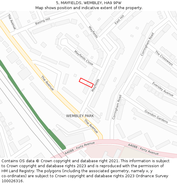 5, MAYFIELDS, WEMBLEY, HA9 9PW: Location map and indicative extent of plot