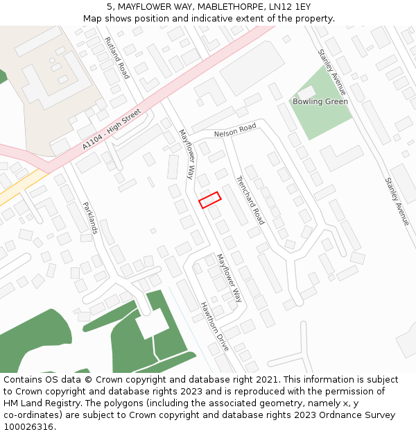 5, MAYFLOWER WAY, MABLETHORPE, LN12 1EY: Location map and indicative extent of plot