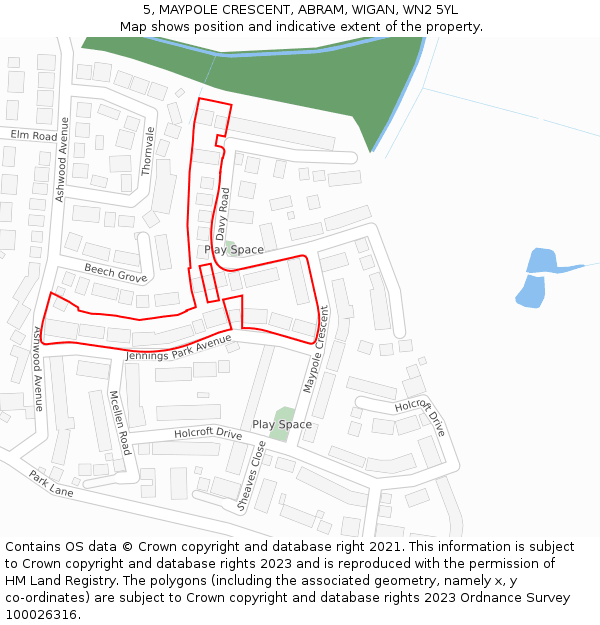 5, MAYPOLE CRESCENT, ABRAM, WIGAN, WN2 5YL: Location map and indicative extent of plot