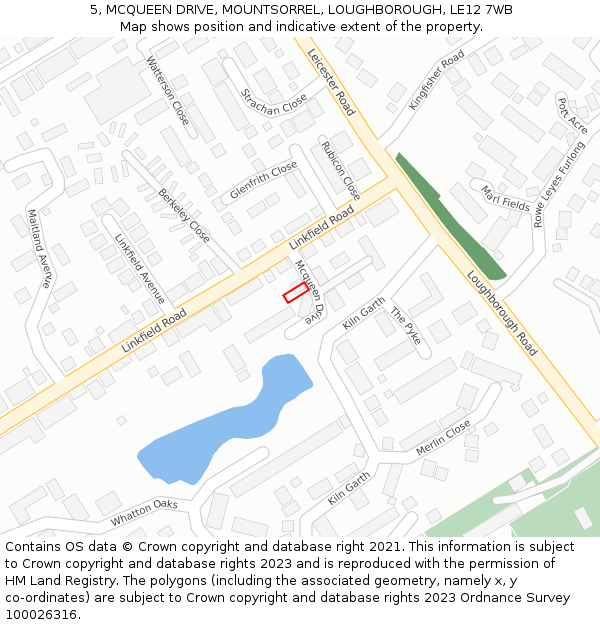 5, MCQUEEN DRIVE, MOUNTSORREL, LOUGHBOROUGH, LE12 7WB: Location map and indicative extent of plot