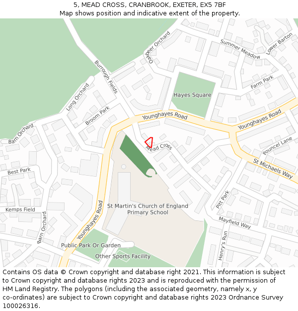 5, MEAD CROSS, CRANBROOK, EXETER, EX5 7BF: Location map and indicative extent of plot