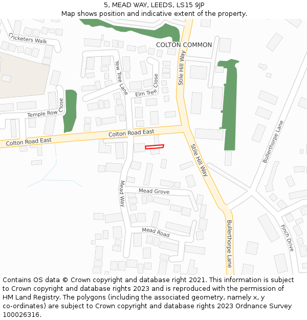 5, MEAD WAY, LEEDS, LS15 9JP: Location map and indicative extent of plot