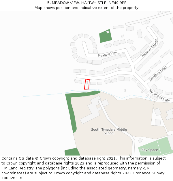 5, MEADOW VIEW, HALTWHISTLE, NE49 9PE: Location map and indicative extent of plot