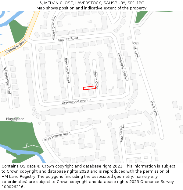 5, MELVIN CLOSE, LAVERSTOCK, SALISBURY, SP1 1PG: Location map and indicative extent of plot