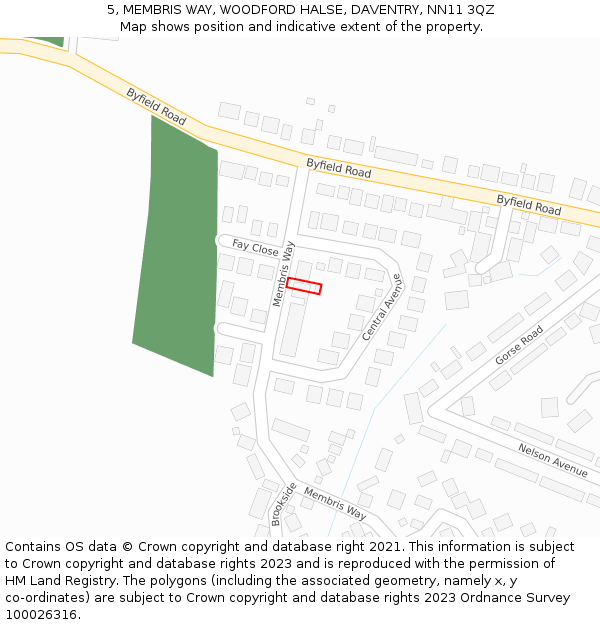 5, MEMBRIS WAY, WOODFORD HALSE, DAVENTRY, NN11 3QZ: Location map and indicative extent of plot