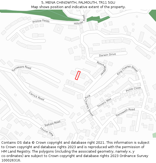 5, MENA CHINOWYTH, FALMOUTH, TR11 5GU: Location map and indicative extent of plot